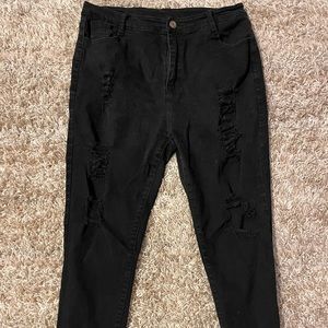 Distressed black jeans